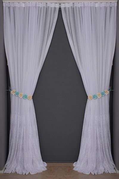 AKÇA TEKSTİL Off White Single Winged Leaf Model Pleated Background Curtain - 300*260 Cm