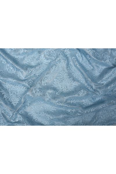 AKÇA TEKSTİL Damaks Blue Color Single Wing Ready-made Planted Pleated Background Curtain 75*260 Cm