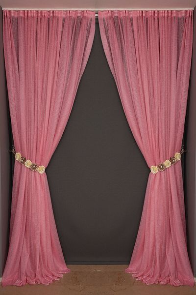 AKÇA TEKSTİL Narrow Skirt Model Pink Color Single Wing Ready Planted Pleated Background Curtain 300*260 Cm