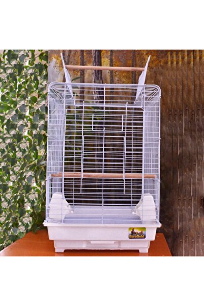 EuroGold Papağan Kafesi Büyük 60X40X40 - BEYAZ