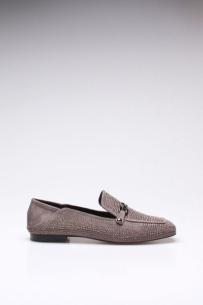 ROVIGO Women's Gray Suede Stone Ballerinas