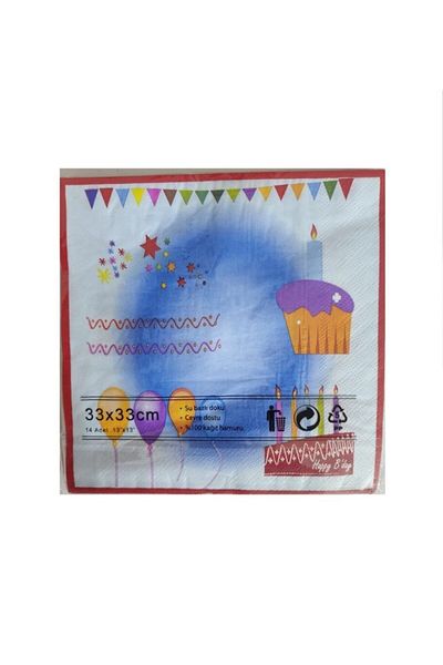 papercraft Χαρτοπετσέτα γενεθλίων με μπλε σχέδιο τούρτας 14 τεμαχίων