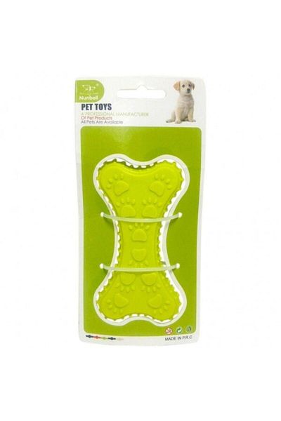 Nunbell Green 10cm Flat Bone Dog Toy