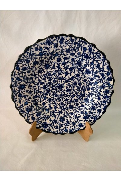 Sultan Çini - Çini El Emeği Desenli 30 Cm Özel El Işi Teship Sanatı Duvar Tabağı