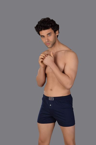 SOLFEJ BOXER Ανδρικό μπόξερ Navy Blue - Solfej, Havlubel, Κουμπί, Βαμβάκι