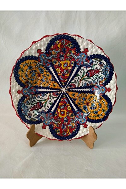 Sultan Çini - Çini El Emeği Desenli 25 Cm Özel El Işi Teship Sanatı Duvar Tabağı