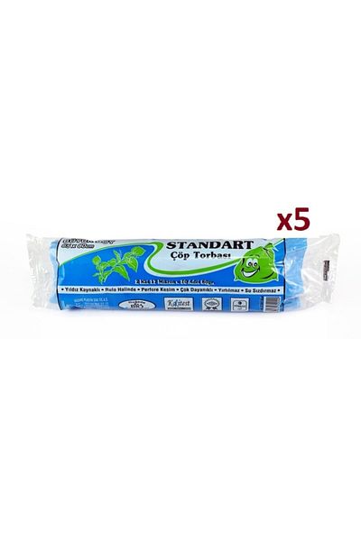 KAZANÇ Plastic Standard Large Garbage Bag 65x80 80 Grm 13 Micron Blue 5 Rolls
