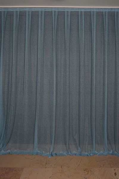 AKÇA TEKSTİL Narrow Skirt Model Blue Color Single Wing Ready-made Planted Pleated Background Curtain 300*260 Cm