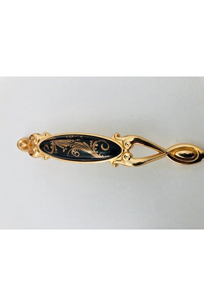 CLV PORSELEN KULP Siyah Porselen Altın Desenli Italyan Kulp Mobilya Kulbu Dolap Kulbu 128mm