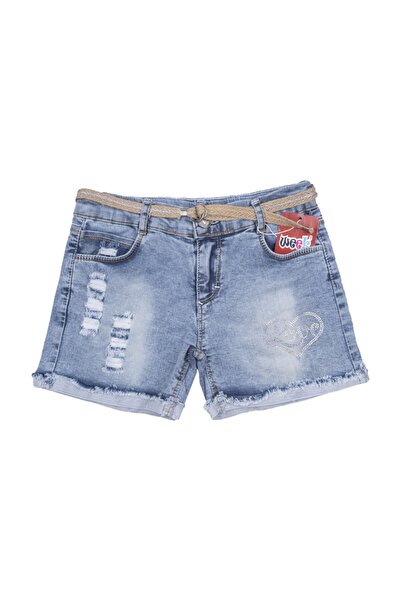 Week شورت دينم مطبوع على شكل قلب للفتيات