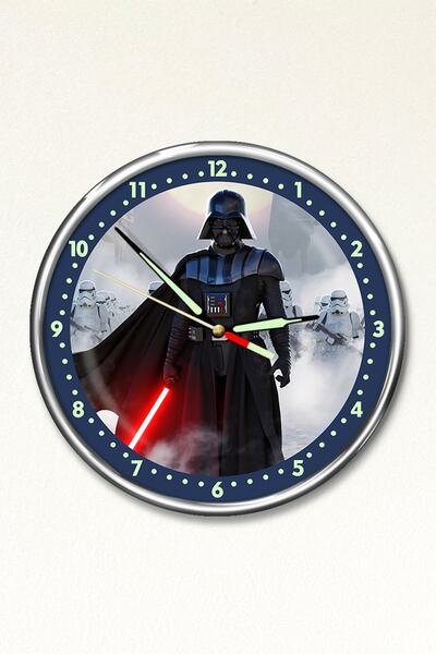 Dekor Loft ساعة حائط لغرفة الأطفال دارث فيدر اللامعة الليلية المميزة