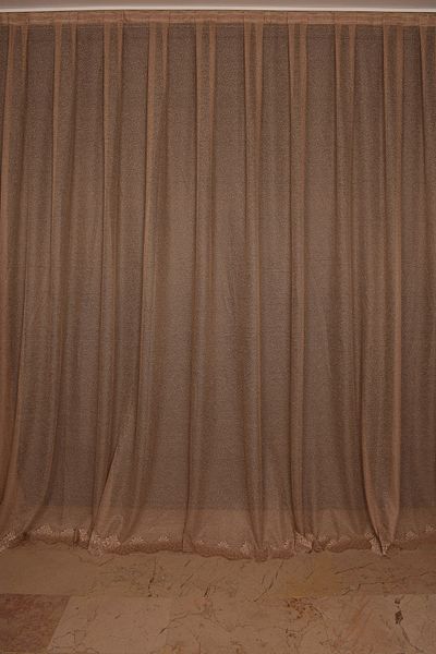 AKÇA TEKSTİL Narrow Skirt Model Mink Color Single Wing Ready Planted Pleated Background Curtain 300*260 Cm