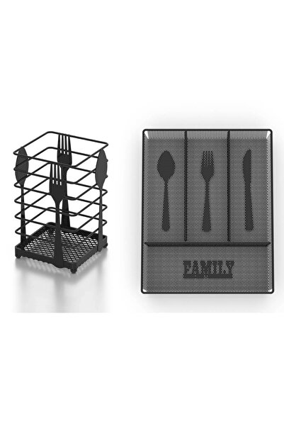 Teknotel Desenli Kaşıklık Seti 2 Parça Mat Siyah Mg070 Mg071