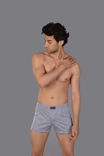 SOLFEJ BOXER Γκρι βαμβακερό ανδρικό μπόξερ - Solfej Havlubel με κουμπιά