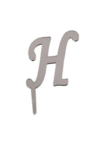 Parti Station سطح كيك حرف H زجاج شبكي فضي 7 سم