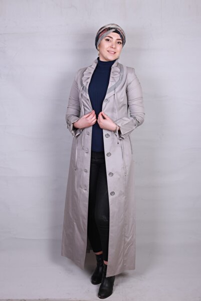 Bilgiçler Kadın Açık Gri Pamuklu Pardesü