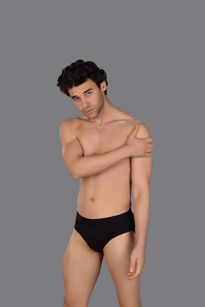 SOLFEJ BOXER Μαύρο Ανδρικό Slip - Solfej Cotton, Piping