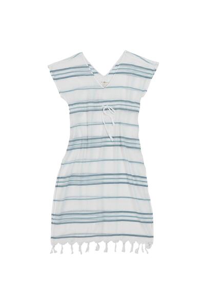 Buldans Women's Blue and White Striped Beach Dress