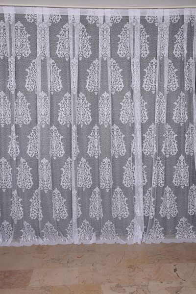 AKÇA TEKSTİL Large Damaks White Color Single Wing Planted Pleated Background Curtain 300*260 Cm