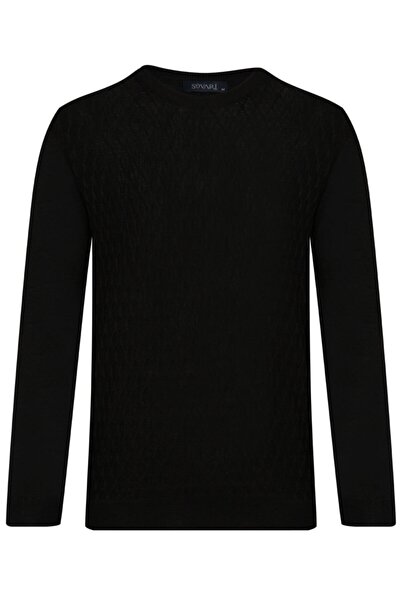 SÜVARİ Desenli O Yaka Lacivert Erkek Triko Kazak