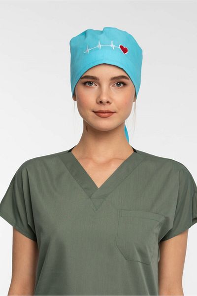 Owlet Medikal Cască chirurgicală turcoaz cu model ritm cardiac