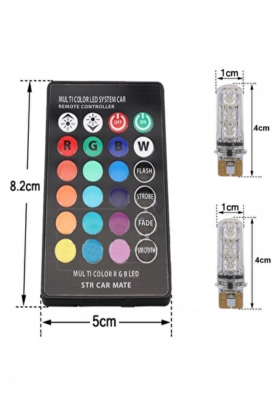 Z Tech 18 Led Rgb T10 Kumandalı Çakarlı Park Ampülü