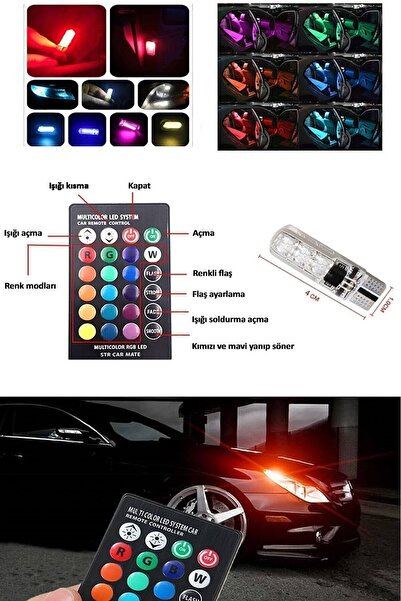 Z Tech 18 Led Rgb T10 Kumandalı Çakarlı Park Ampülü