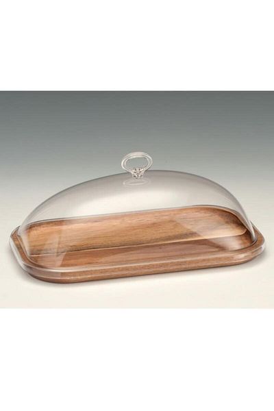 Zicco Wooden Base Bell Jar, Acrylic Lid, 19x33 Cm