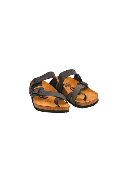 Moosefield Children's Gray Genuine Leather Slippers