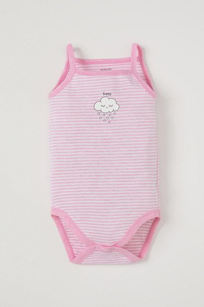 DeFacto Baby Girl Cloud Printed Striped Patterned Strappy Snap Body T8049A221SP