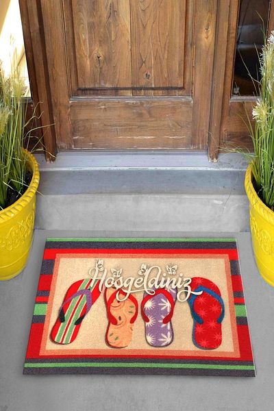 Evsebu Welcome Red Feet Decorative Door Mat