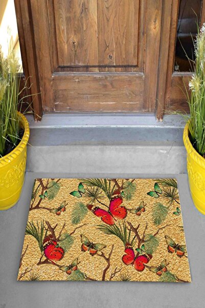 Evsebu Dekoratif Kapı Önü Paspası Kelebek Diyarı