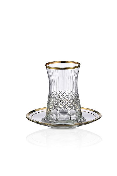 KCD Antique Gold 12-Piece Tea Cup Set for 6 People