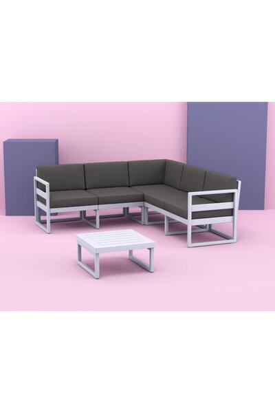 Siesta Exclusive Mykonos Lounge Köşe Set - Gümüş Gri