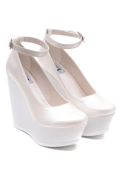 Ayakkabı Tutkusu Stilo ® Pantofi de mireasa din piele alba de dama