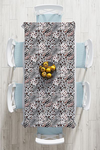 Realhomes Față de masă imprimată digitală modernă cu model Ikat imprimat leopard