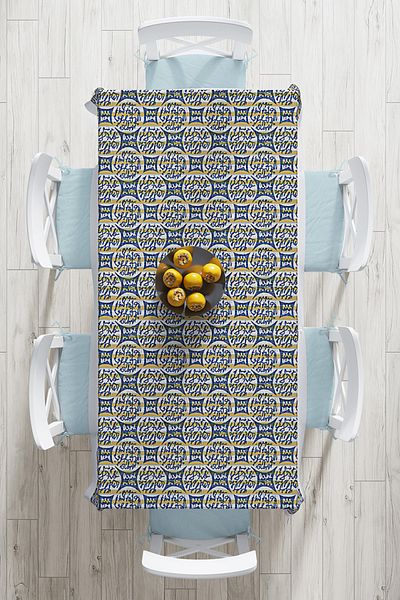 Realhomes Denim Model Text Motif Design Special Față de masă imprimată digital