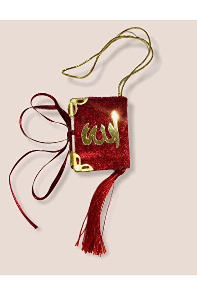 ÖZKEVEN HAC Mini Kadife Kaplı Kuran-ı Kerim Askılı Araba Süsü ''bordo''