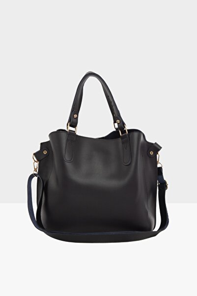 Bagmori Navy Blue Women's Three-Compartment Bag with Snap Detail M000002918