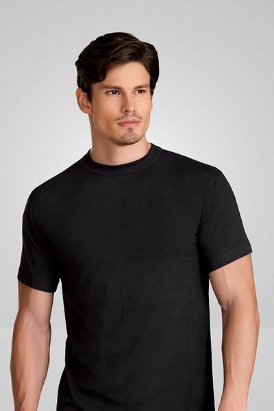Berrak Men's Black Crew neck Undershirt Undershirt, 2-pack