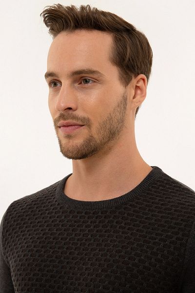 Pierre Cardin Ανδρικό πλεκτό πουλόβερ καφέ Slim Fit G021SZ0TK.000.1114078
