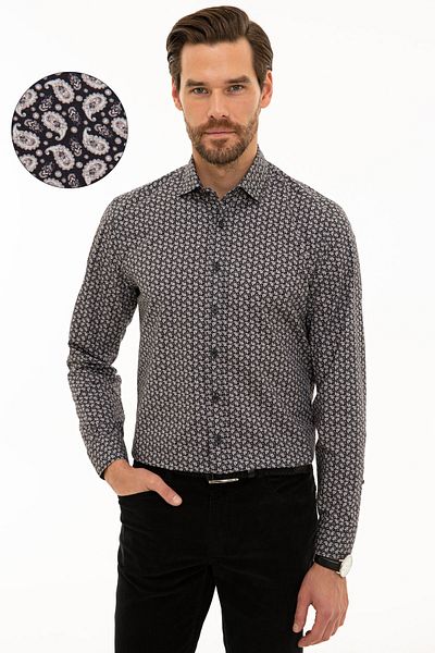 Pierre Cardin Мъжка черна риза Slim Fit G021SZ004.000.1109076