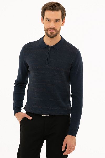 Pierre Cardin Ανδρικό πλεκτό πουλόβερ Navy Blue Slim Fit G021SZ0TK.000.1156711
