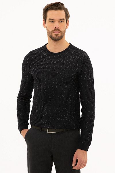 Pierre Cardin Ανδρικό πλεκτό πουλόβερ Navy Blue Slim Fit