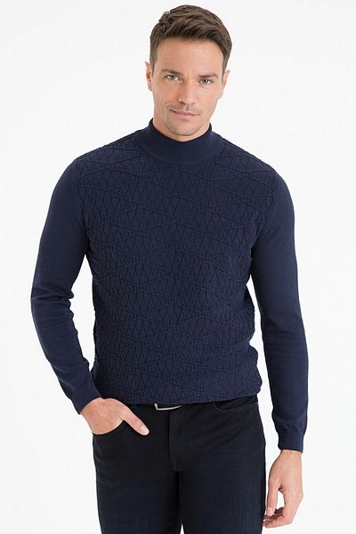 Pierre Cardin Мъжки тъмносин слим трикотажен пуловер G021SZ0TK.000.1118626