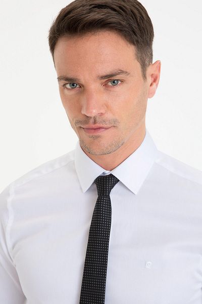 Pierre Cardin Λευκό Slim Fit Basic πουκάμισο
