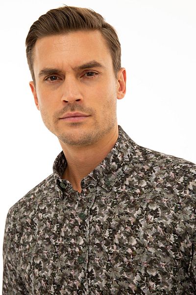 Pierre Cardin Πουκάμισο Χακί Slim Fit