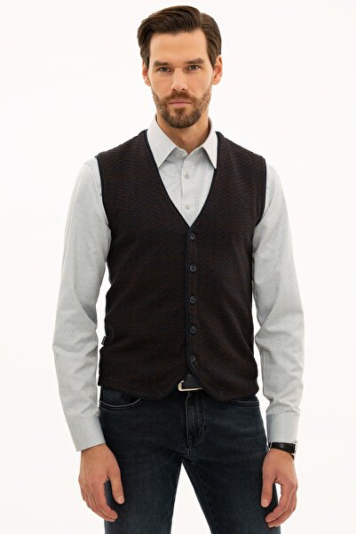 Pierre Cardin Men's Navy Blue Slim Fit Knit Vest G021SZ0TY.000.1133663