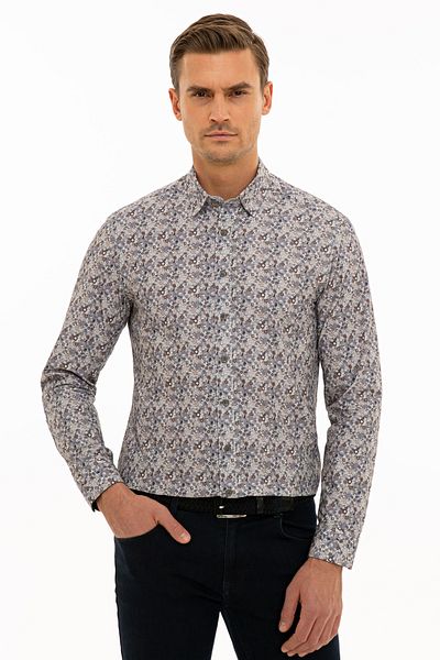 Pierre Cardin Γκρι Slim Fit πουκάμισο
