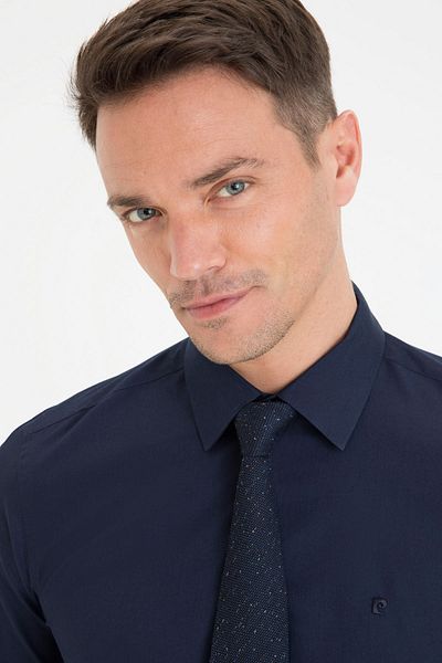 Pierre Cardin Μπλε Navy Slim Fit Basic πουκάμισο